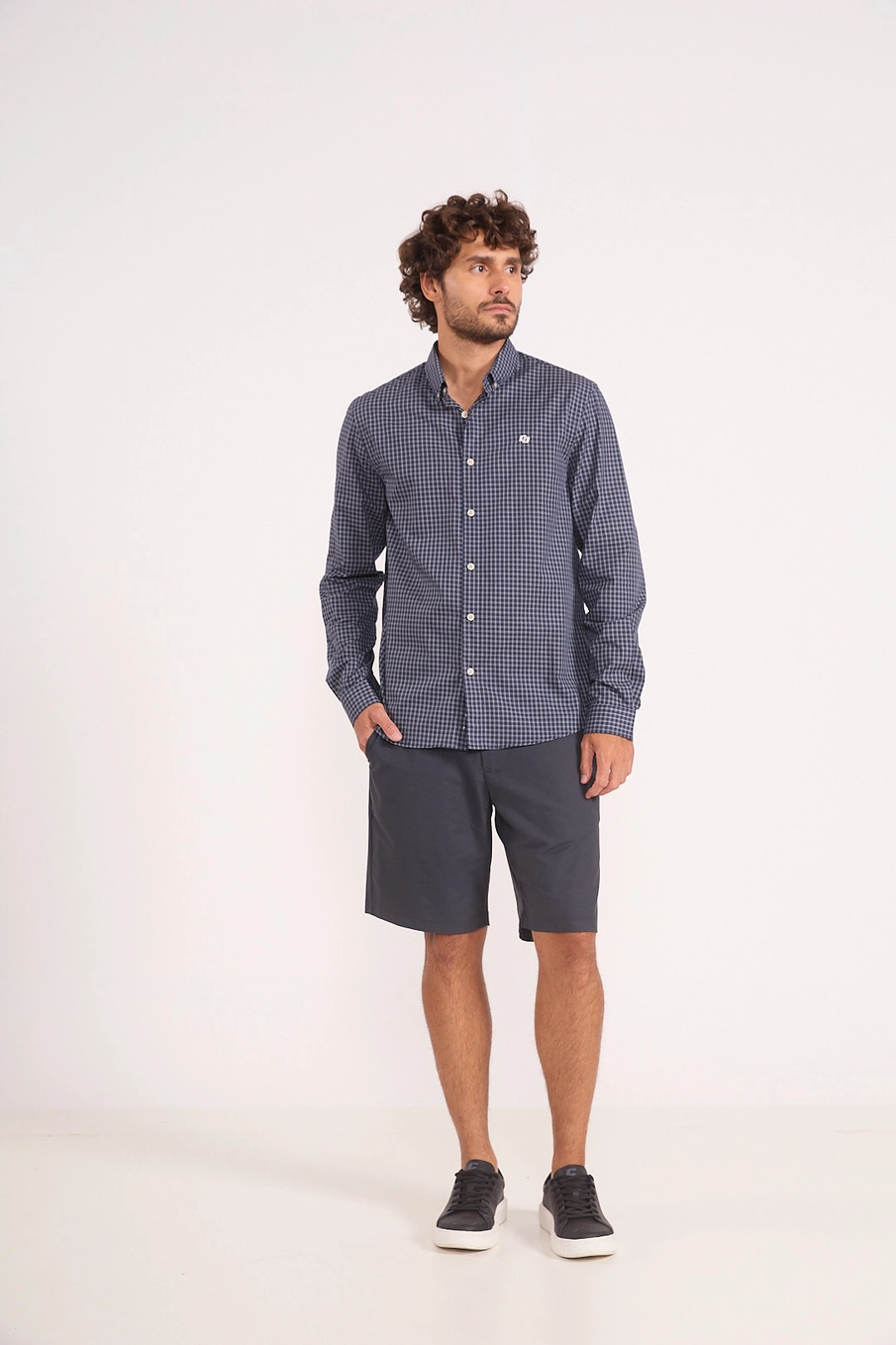 Camisa Masculina Micro Xadrez Estampados
