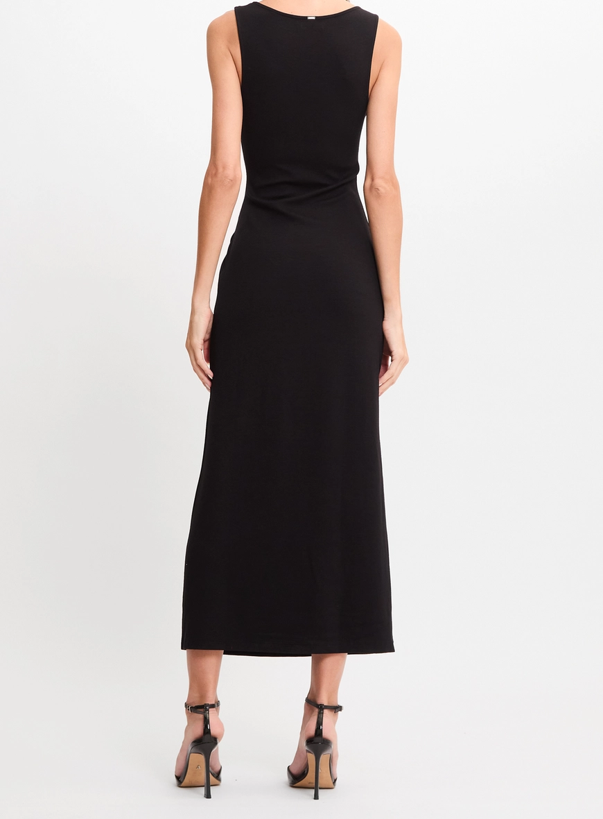 Vestido Longo Slim Com Detalhe Preto 2