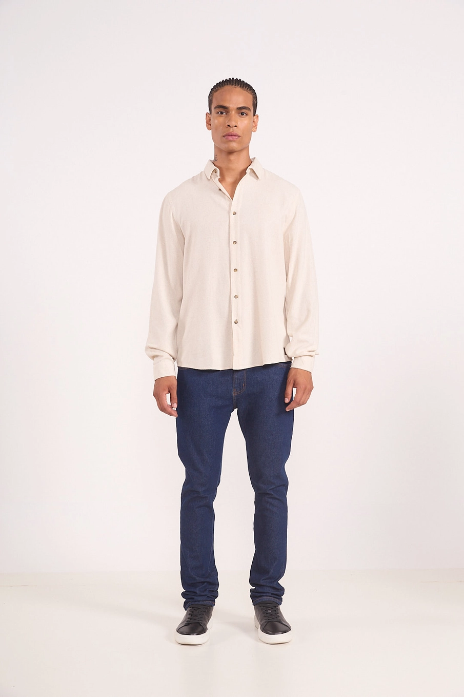 Camisa Manga Longa Essência Urbana Com Linho Bege