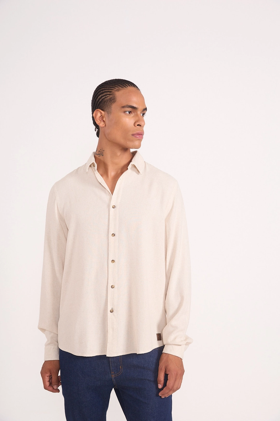 Camisa Manga Longa Essência Urbana Com Linho Bege