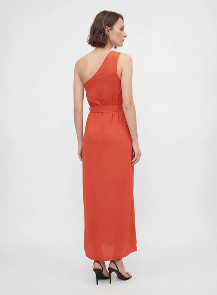 Vestido Longo Assimétrico Com Fenda
