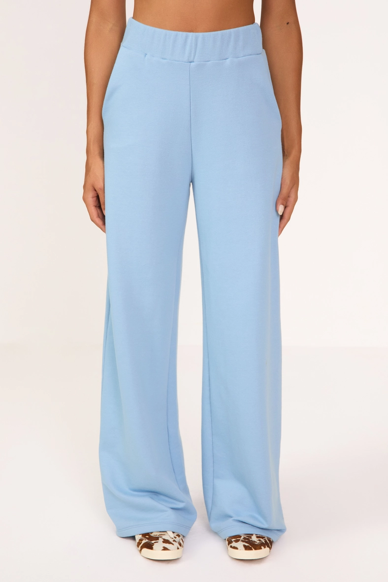 Calça Moletom Feminina Wide Leg Azul 3