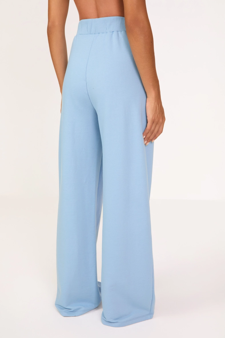 Calça Moletom Feminina Wide Leg Azul 4