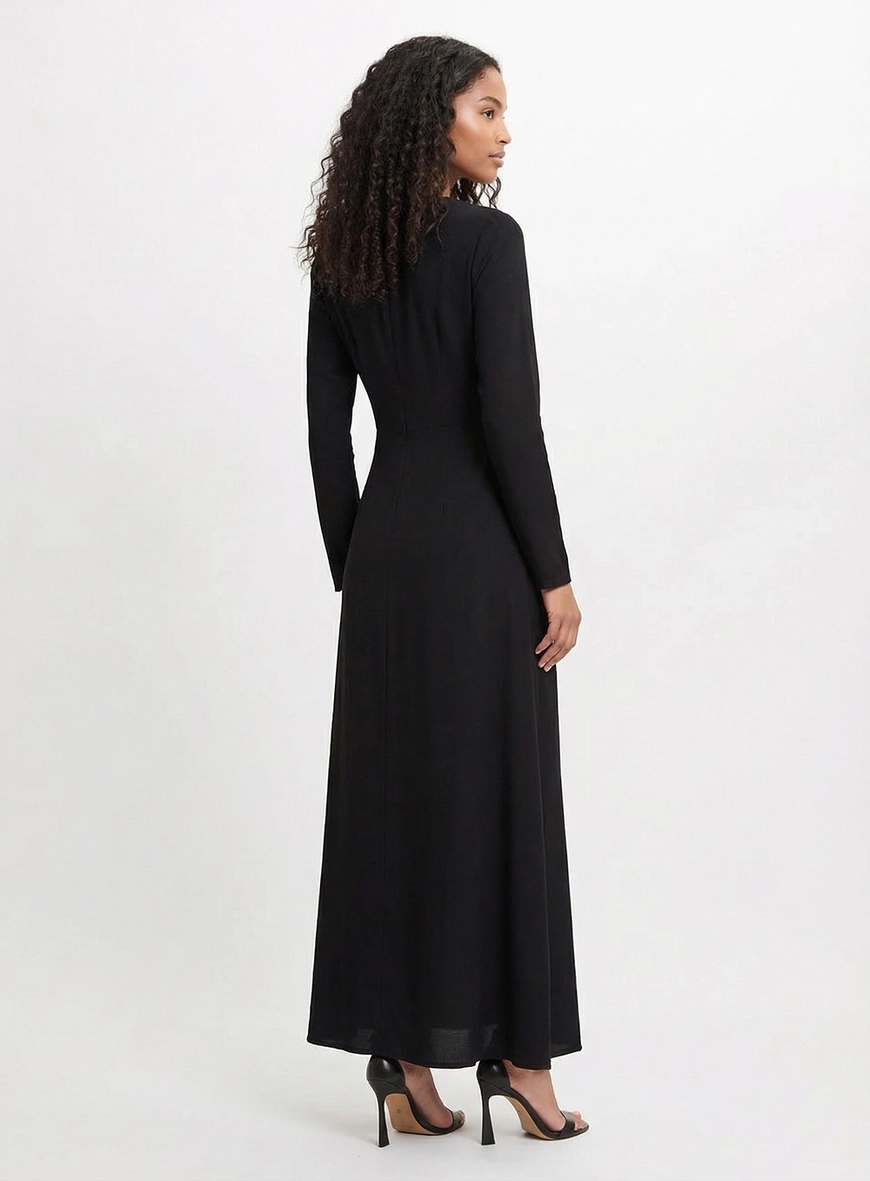 Vestido Longo Mullet Com Amarração Preto 2