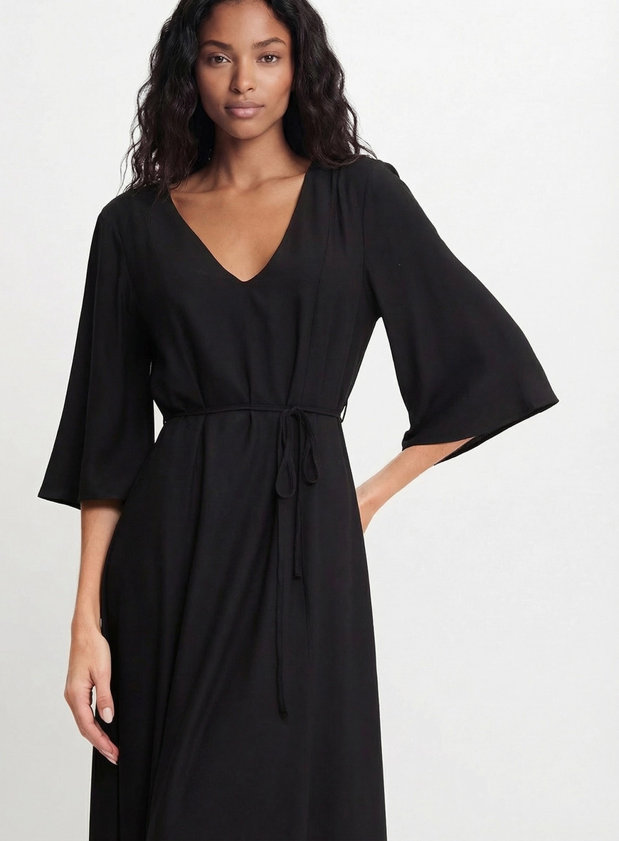 Vestido Longo Mullet Com Amarração Preto 4