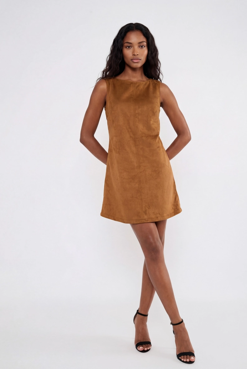 Vestido Curto Evasê Marrom 3