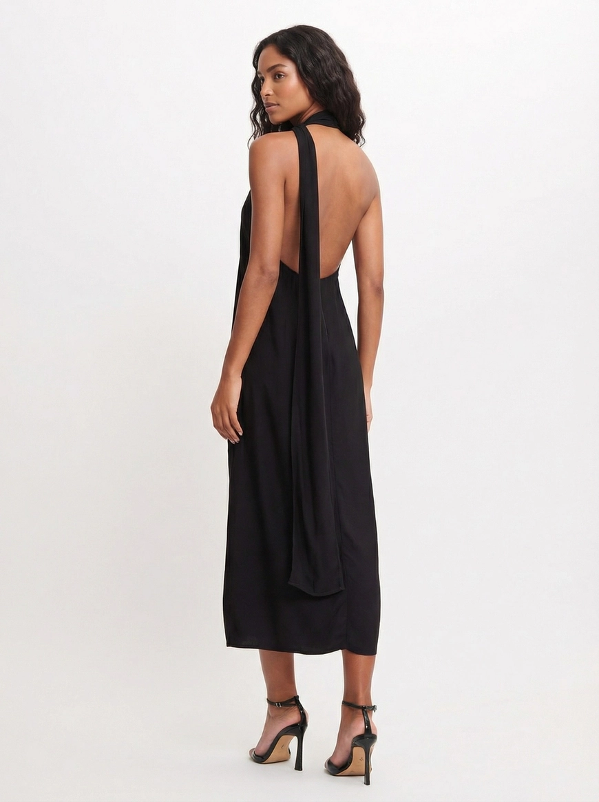 Vestido Midi Slim Com Detalhe Preto 2