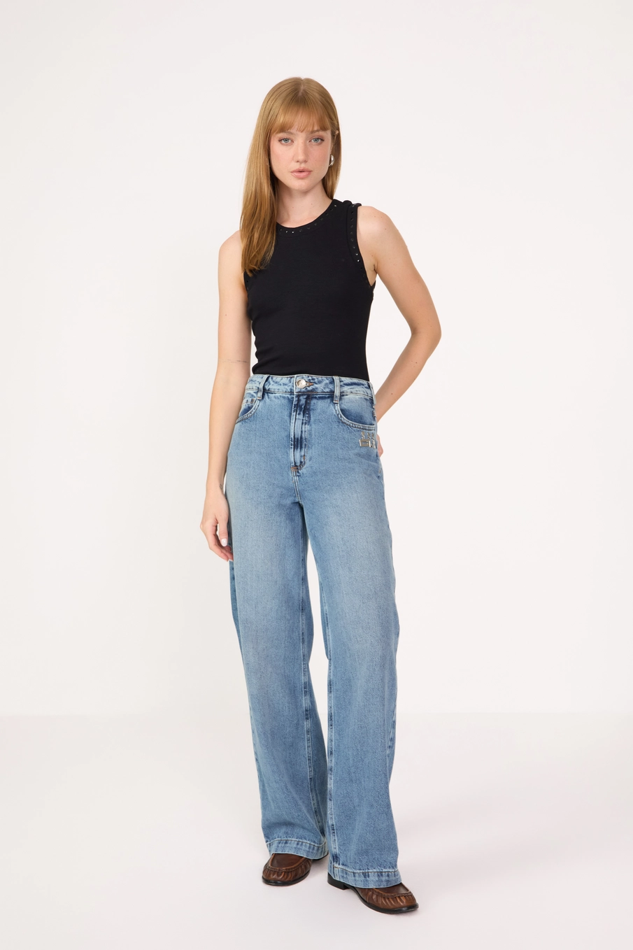 Calça Jeans Feminina Wide Leg Índigo 1