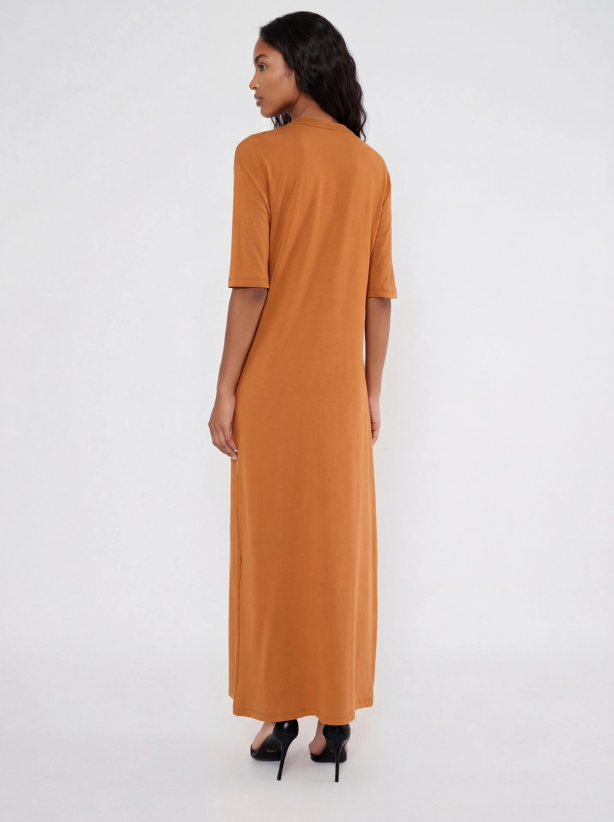 Vestido Longo Básico Comfort Bege 2