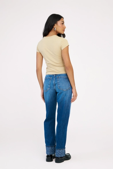 Calça Jeans Feminina Reta Cropped