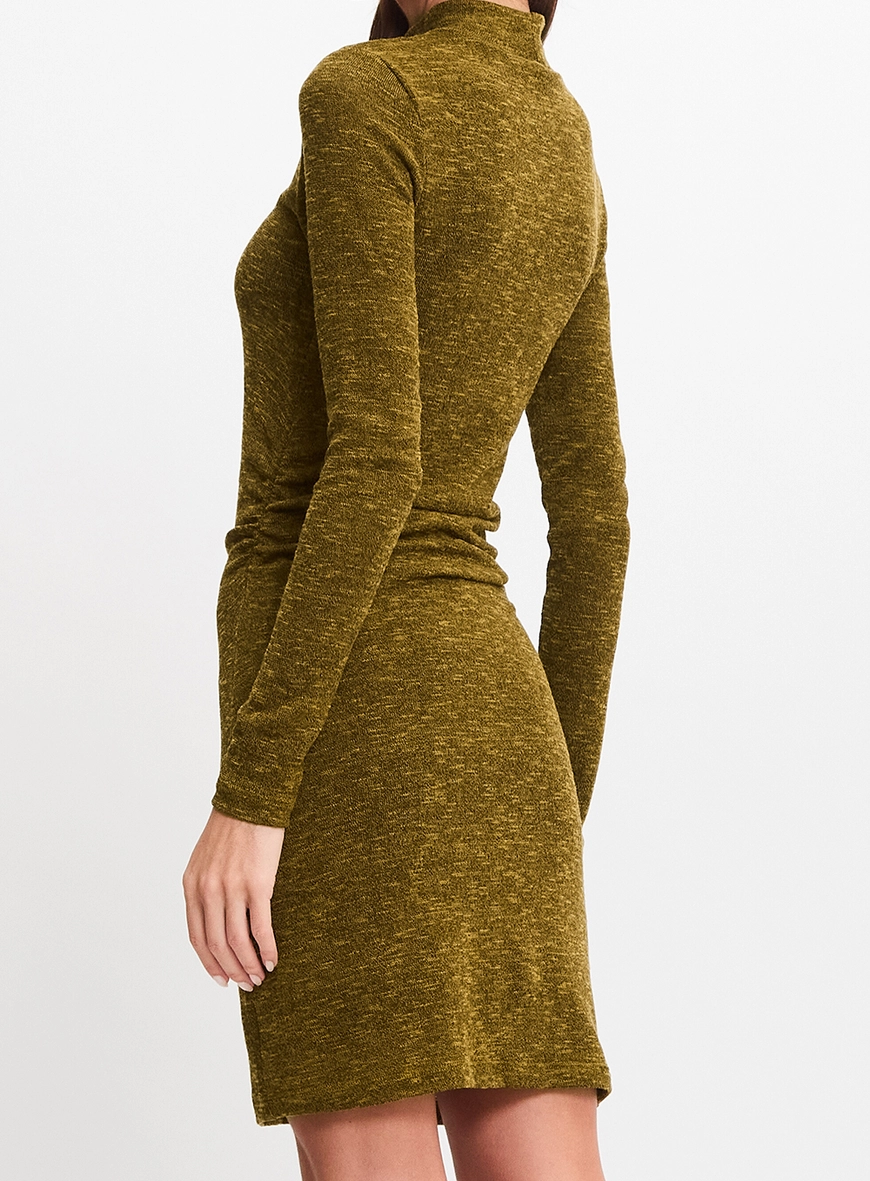 Vestido Curto Slim Manga Longa Verde 2