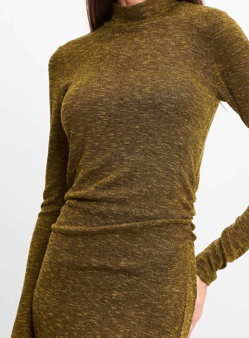 Vestido Curto Slim Manga Longa Verde 4