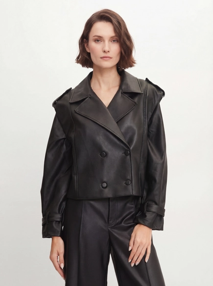 Casaco Mini Trench Feminino Pu