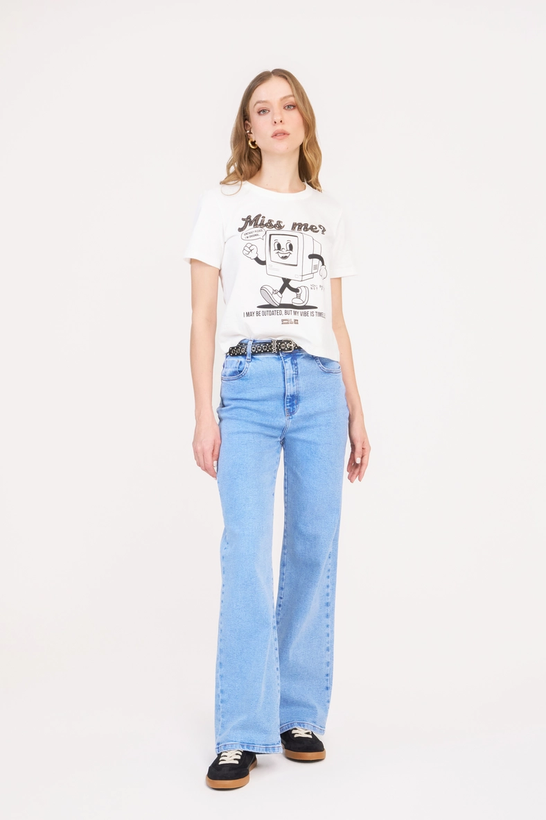 Calça Jeans Feminina Wide Leg Stretch Índigo 1