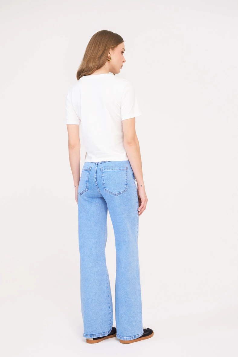 Calça Jeans Feminina Wide Leg Stretch Índigo 2