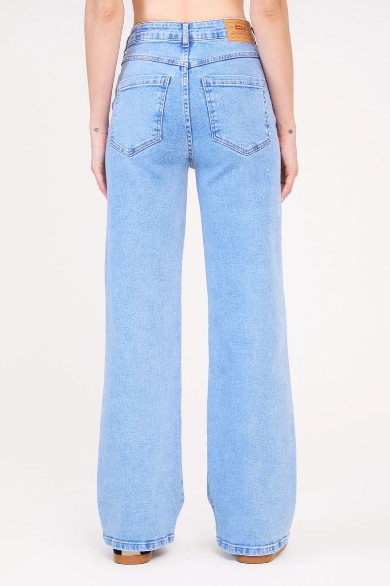 Calça Jeans Feminina Wide Leg Stretch Índigo 4