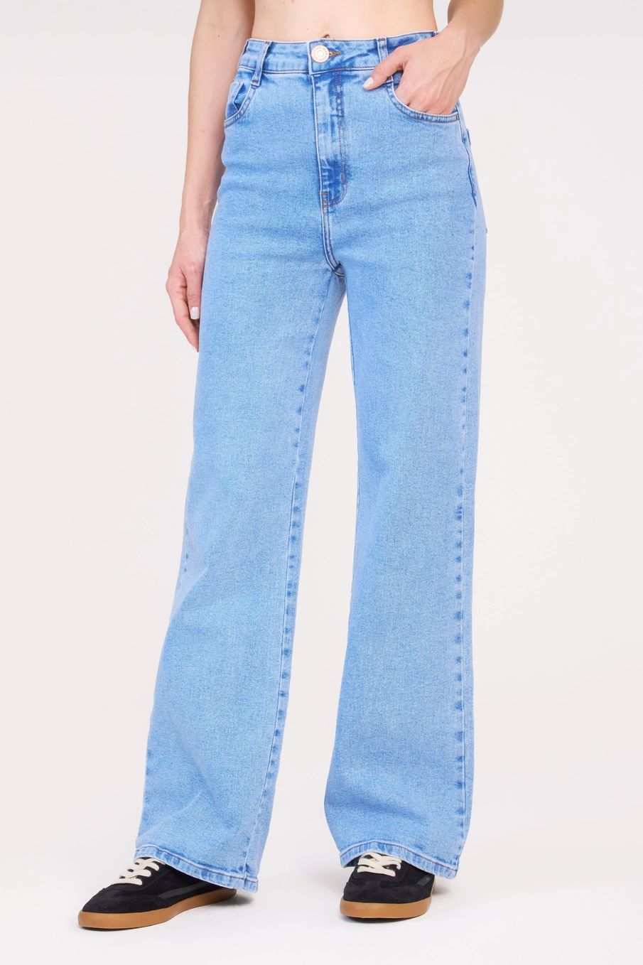 Calça Jeans Feminina Wide Leg Stretch Índigo 3