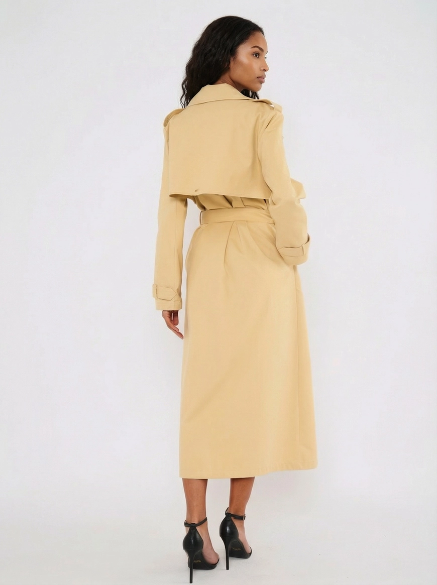 Casaco Sarja Feminino Trench Coat Amarelo 2