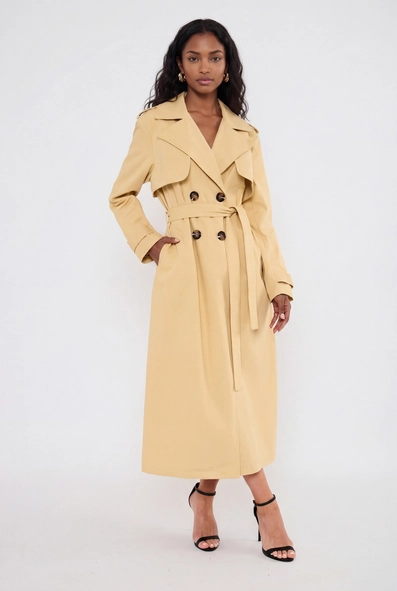 Casaco Sarja Feminino Trench Coat