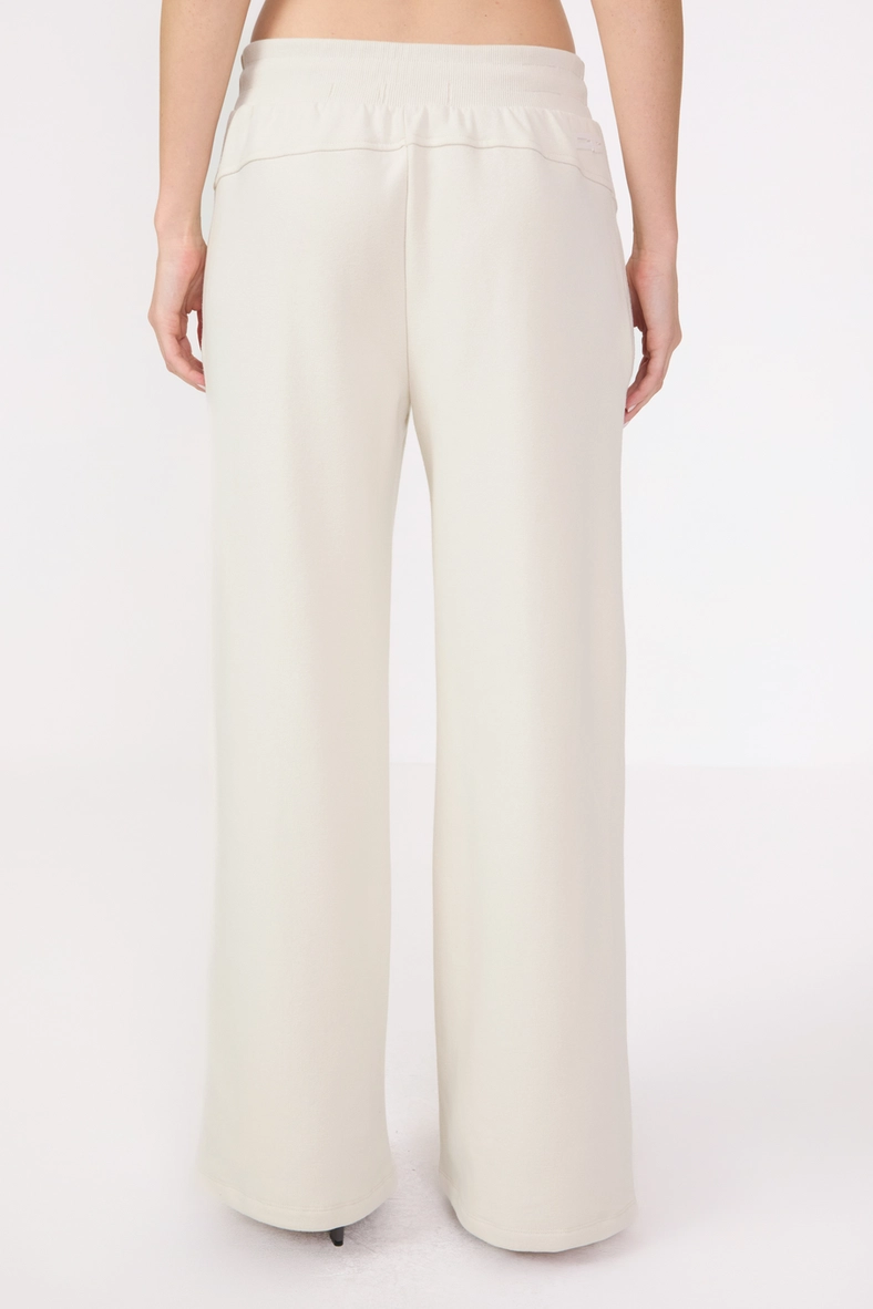 Calça Moletom Feminina Wide Leg Bege Italian 4