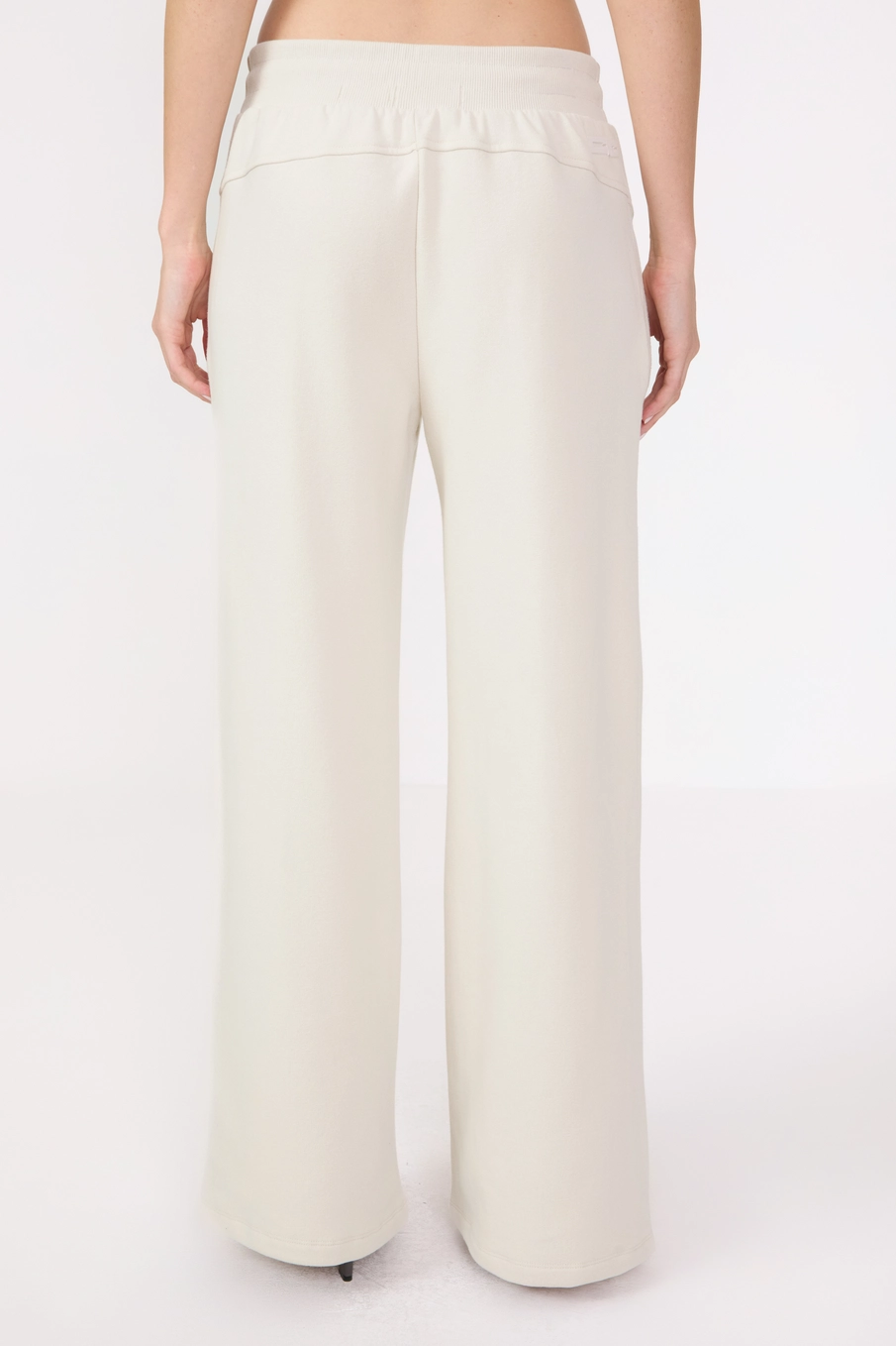 Calça Moletom Feminina Wide Leg Bege Italian 4