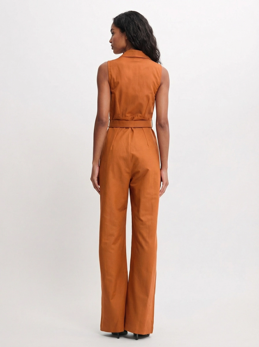 Macacão Alfaiataria Wide Leg Bege 2