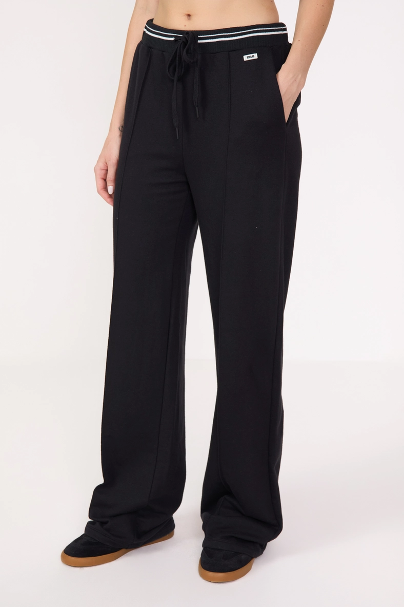 Calça Moletom Feminina Wide Cintura Média Preto 3