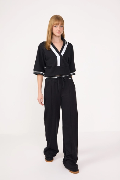 Calça Moletom Feminina Wide Cintura Média