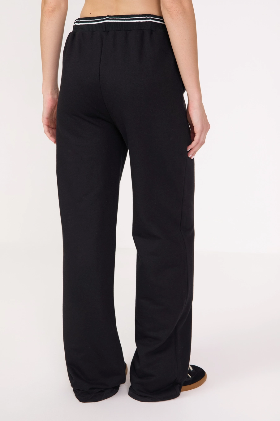 Calça Moletom Feminina Wide Cintura Média Preto 4