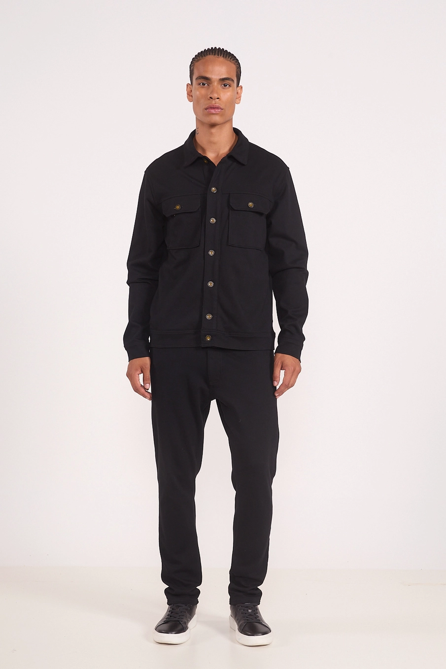 Jaqueta Masculina Com Bolsos Frontais Preto