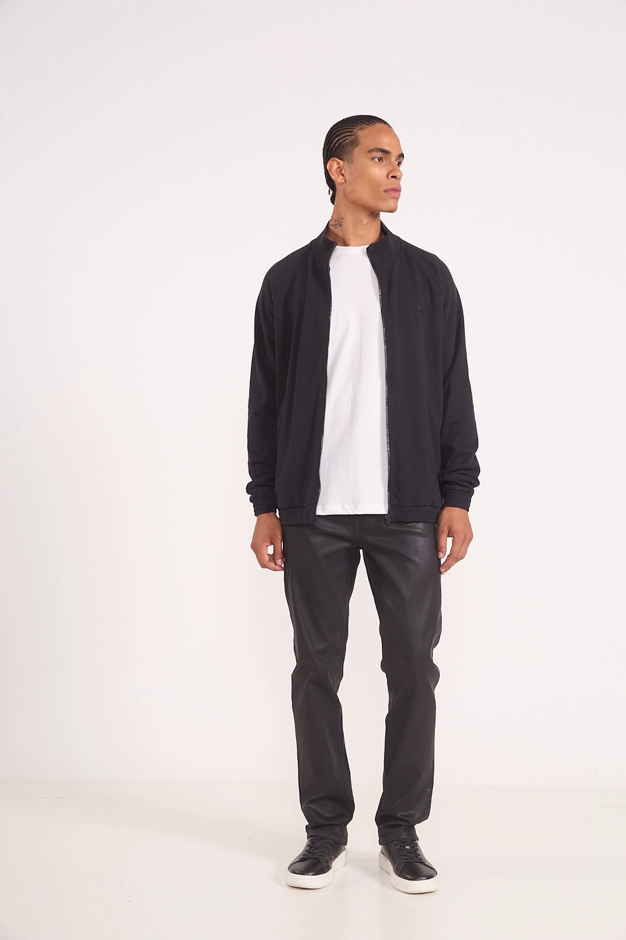 Jaqueta Masculina Zip Techno-knit Preto