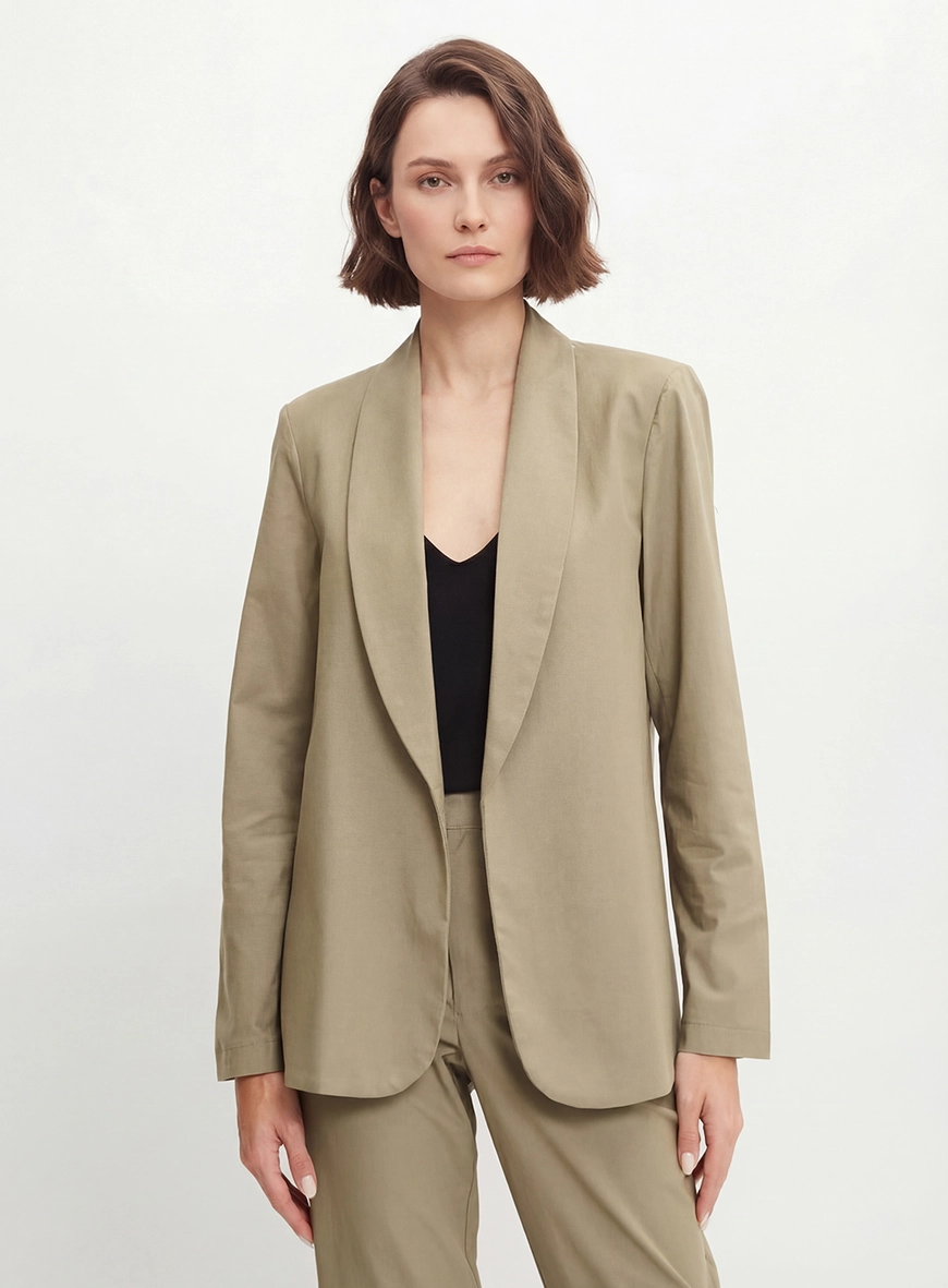 Blazer Alfaiataria Feminino Regular Bege 1