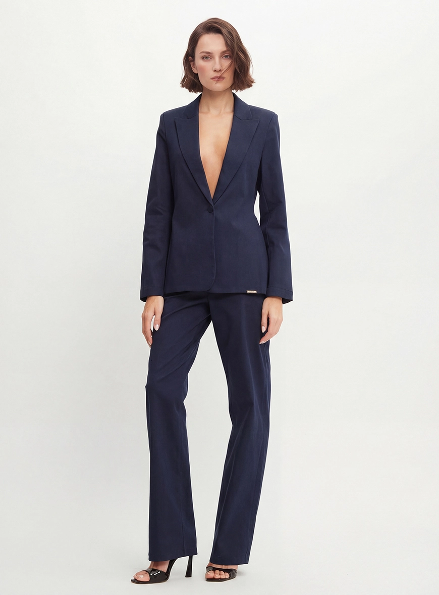 Blazer Alfaiataria Feminino Regular Azul 3