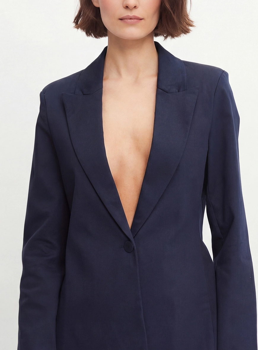 Blazer Alfaiataria Feminino Regular Azul 4