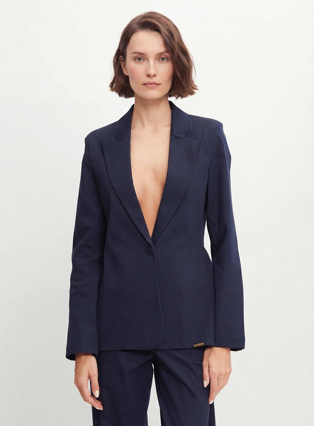 Blazer Alfaiataria Feminino Regular Azul 1