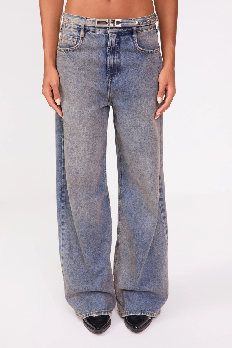 Calça Jeans Feminina Baggy Com Cinto Índigo 3