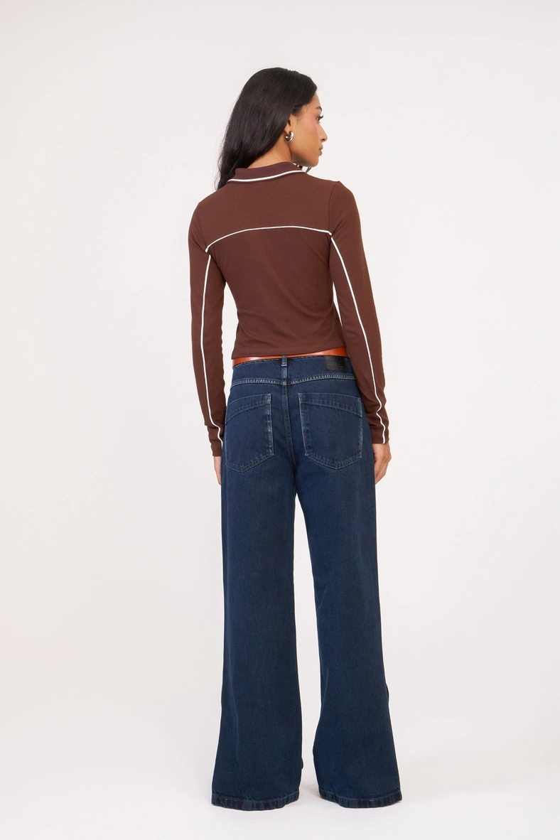 Calça Jeans Feminina Wide Leg Com Abertura Índigo 2