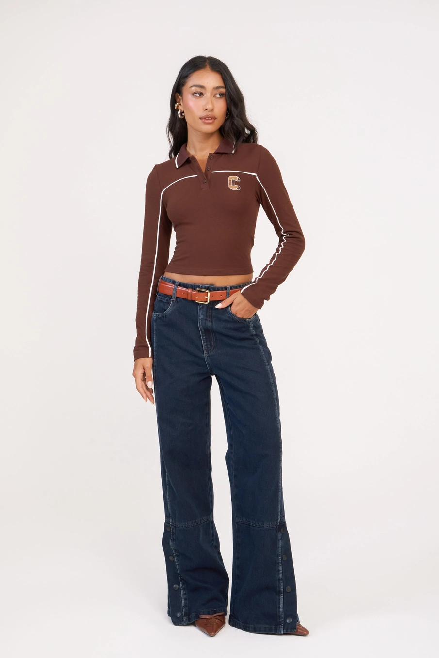 Calça Jeans Feminina Wide Leg Com Abertura Índigo 1