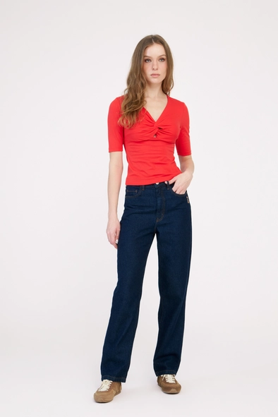 Calça Jeans Feminina Reta Cropped
