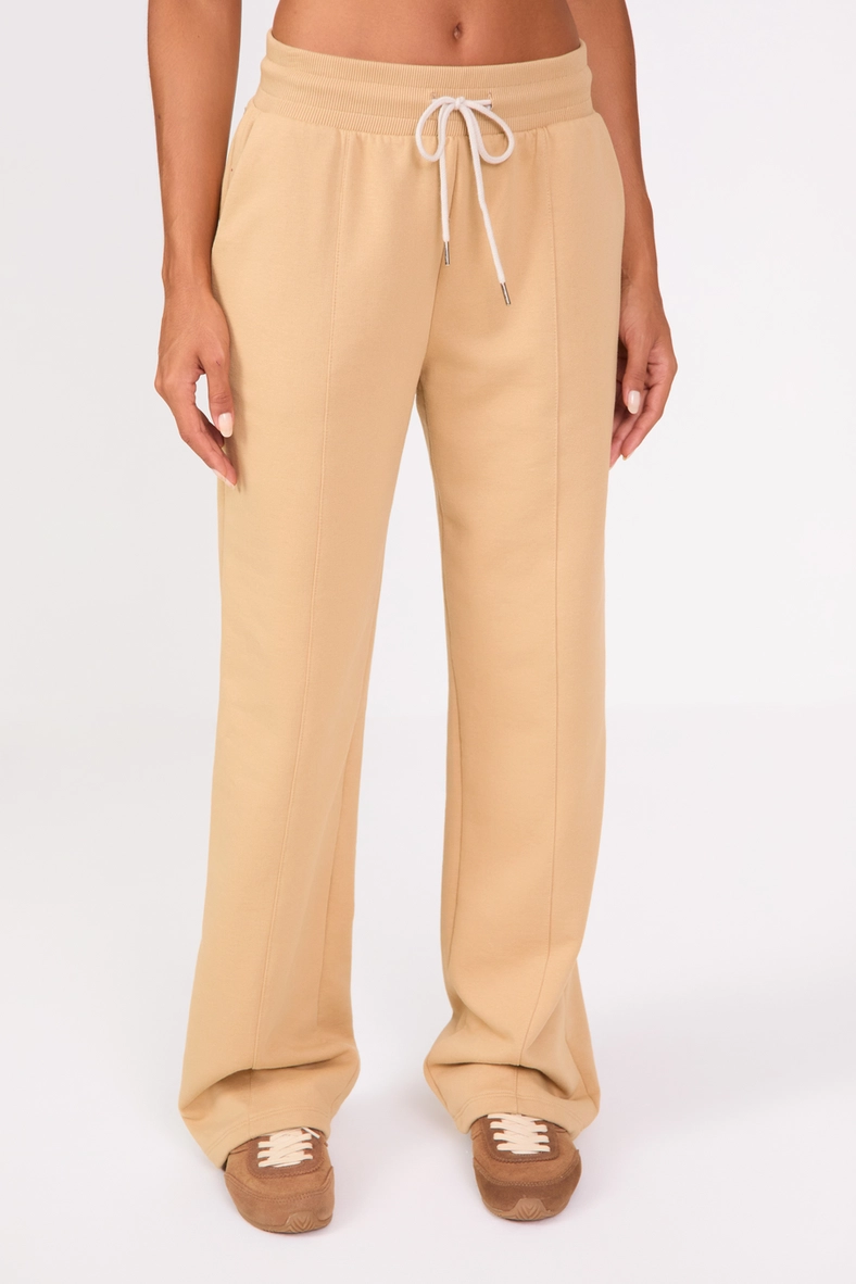 Calça Moletom Feminina Reta Média Bege 3