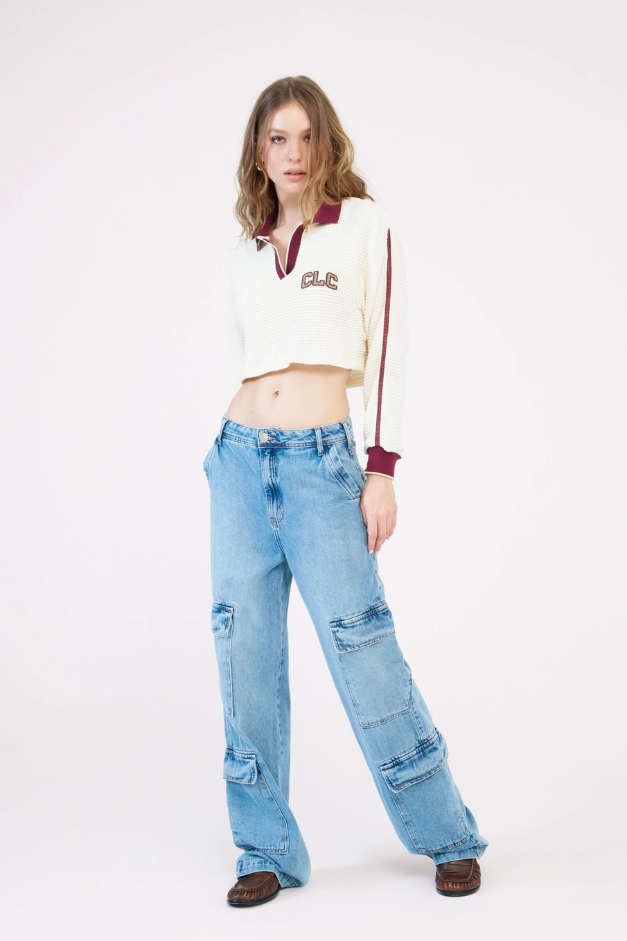 Calça Jeans Feminina Comfort Wide Cargo Índigo 1