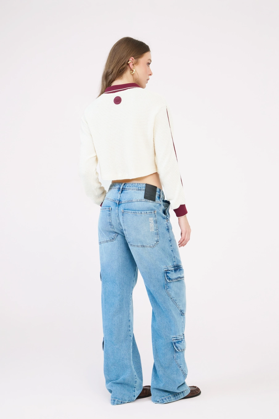 Calça Jeans Feminina Comfort Wide Cargo Índigo 2