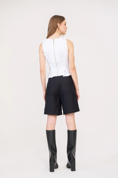 Bermuda Sarja Feminina Trapeze Alta