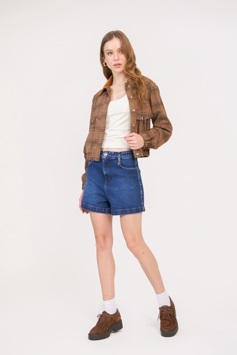 Short Jeans Mom Stretch Índigo 1