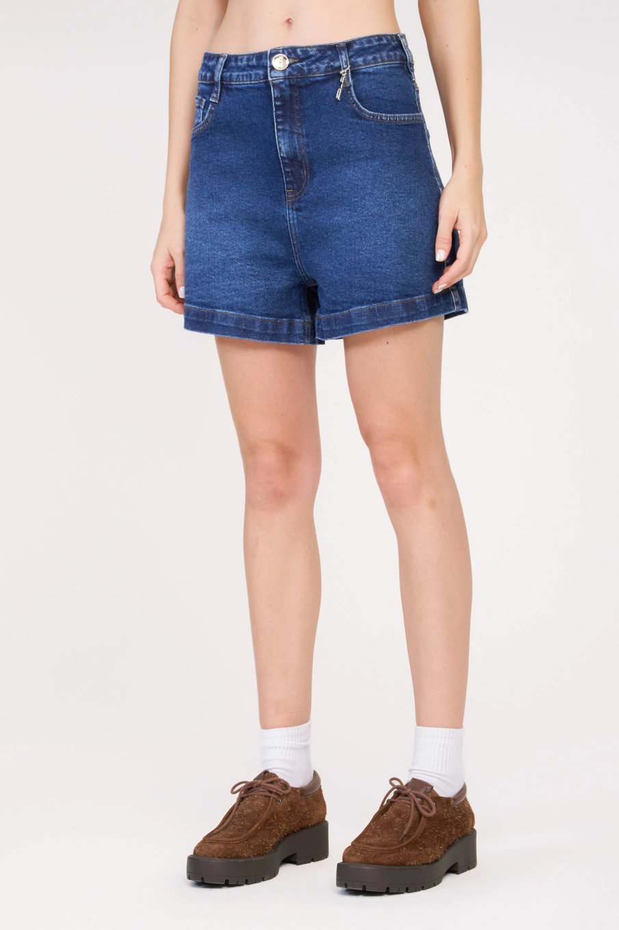 Short Jeans Mom Stretch Índigo 3