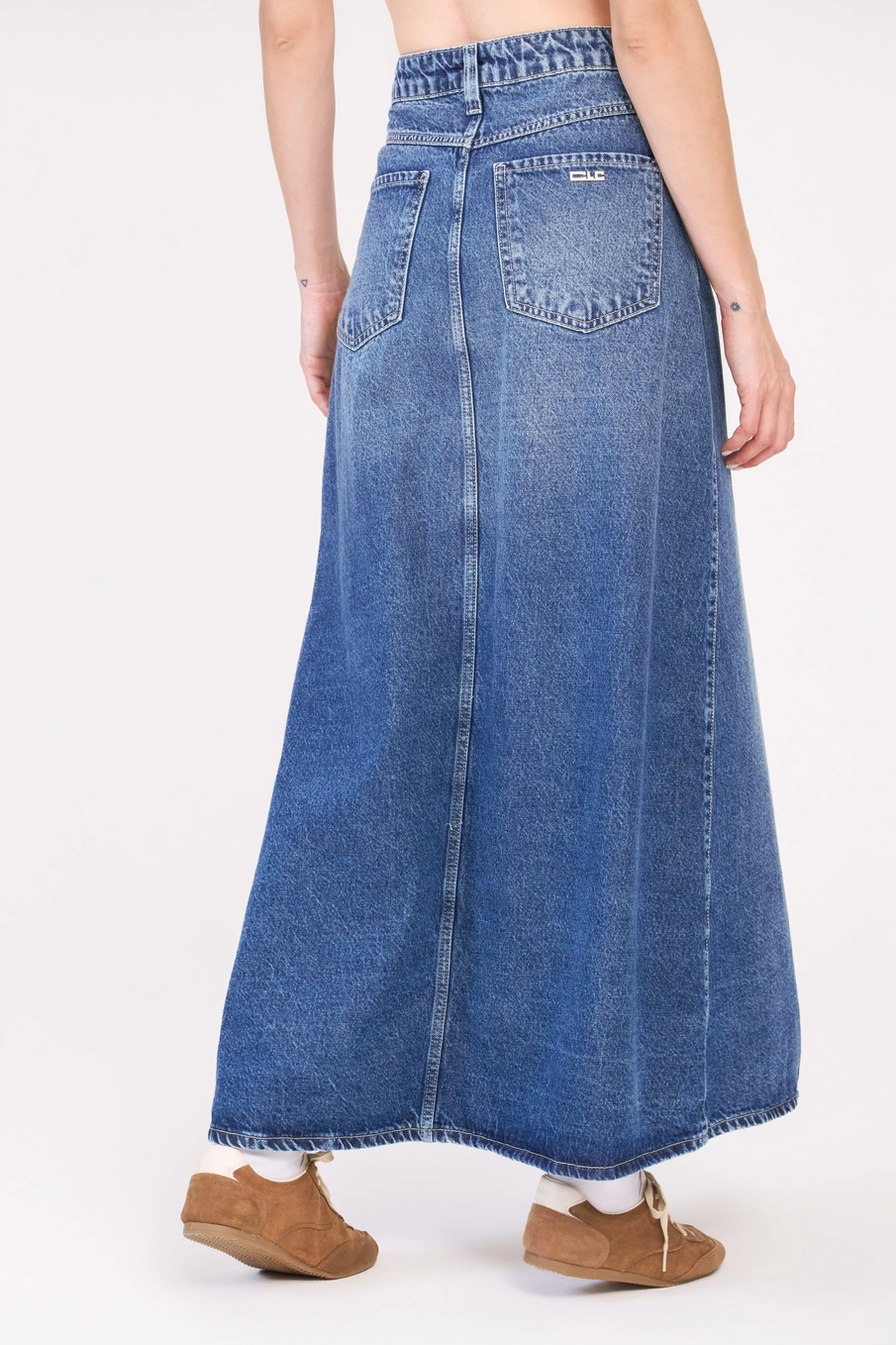 Saia Jeans Longa Com Transpasse Índigo 4