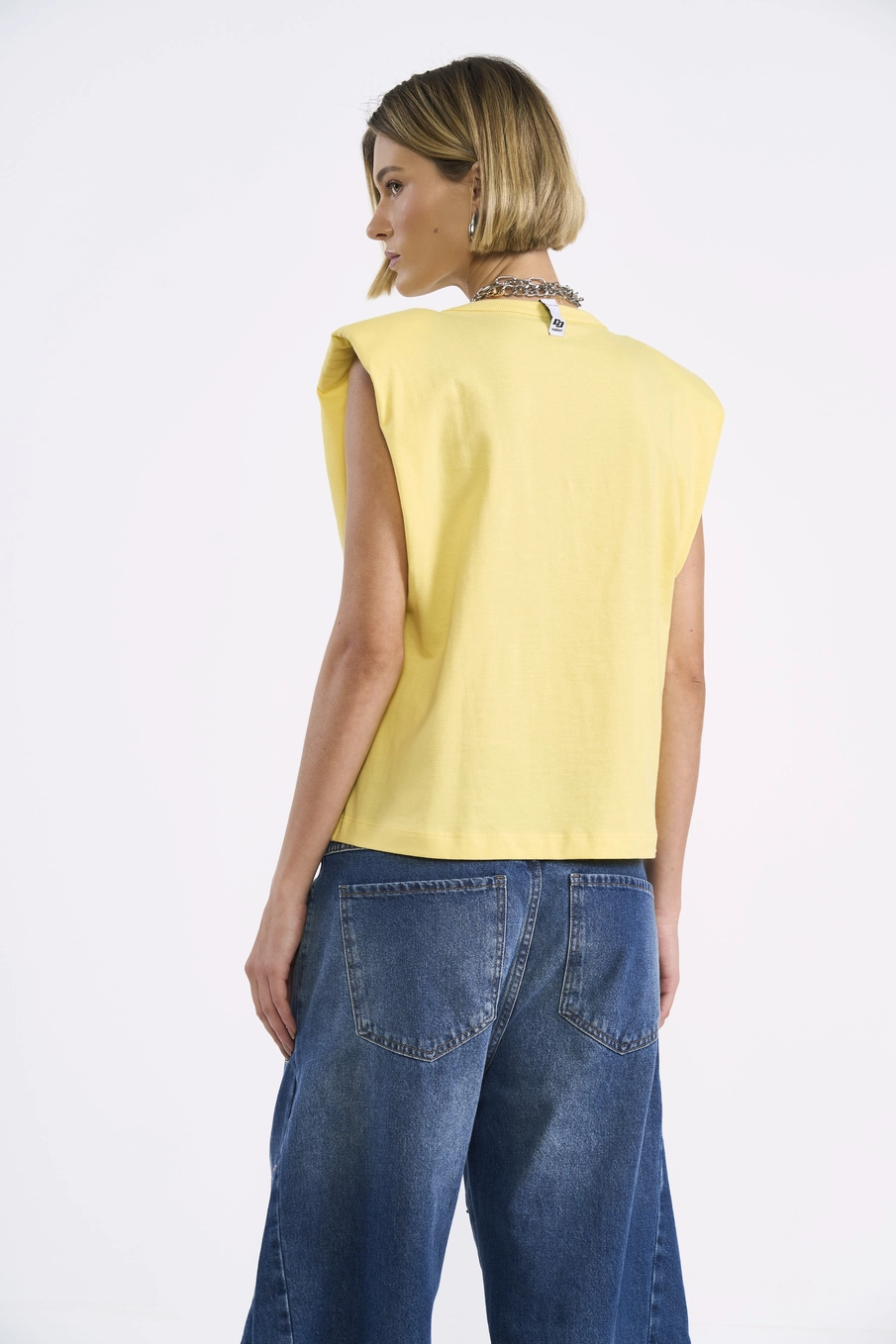 Regata Muscle Tee Com Ombreiras Amarelo