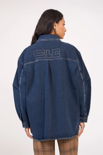 Jaqueta Jeans Feminina Oversized Com Aplicação