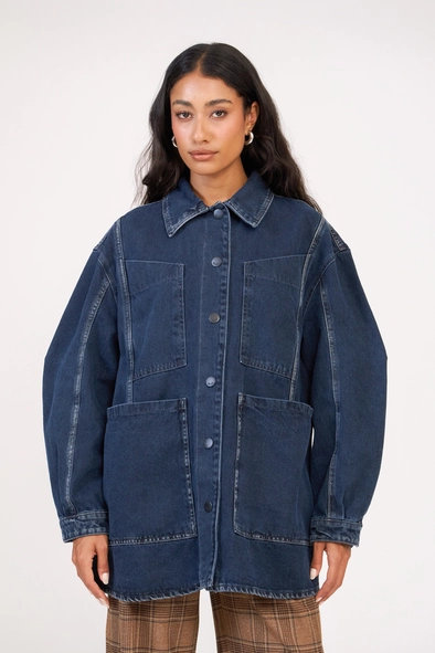 Jaqueta Jeans Feminina Oversized Com Aplicação