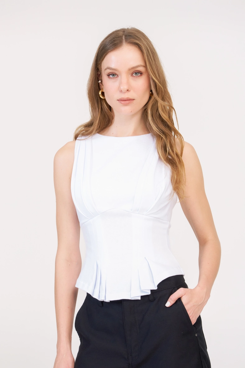 Blusa Slim Com Pregas Branco 1